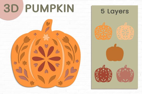 3D Floral Pumpkin Fall: A 3D SVG for Halloween Branding