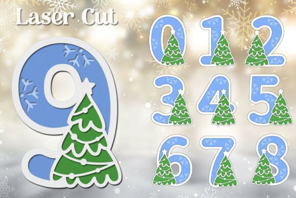 3D Layered Christmas Tree Numbers SVG for Laser Cutting