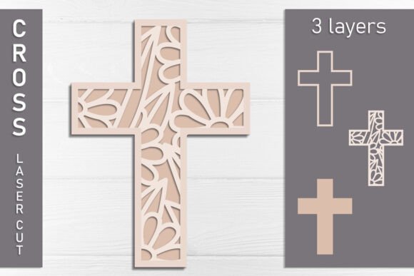 3D Layered Cross SVG for Laser Cutting Home Decor