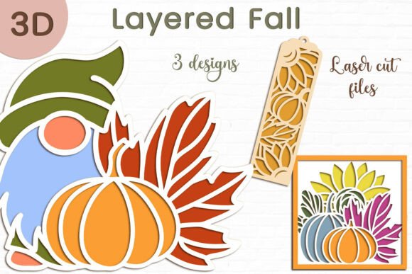 3D Layered Fall Gnome SVG: Laser Cutting & Autumn Halloween