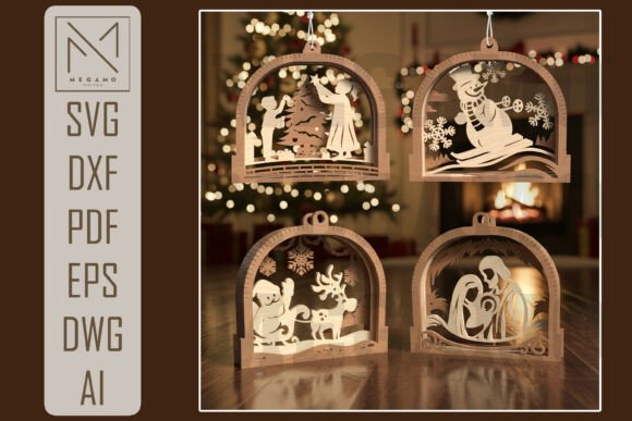 3D Layered Hanging Ornament Set: Laser Cutting for Winter Christmas