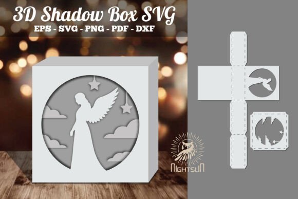Angel 3D Papercut Shadow Box SVG 5 for Branding