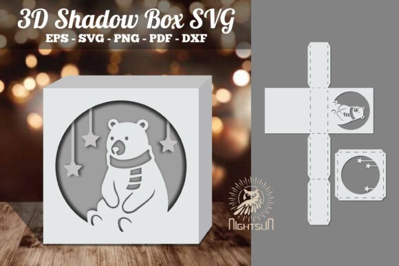 Bear 3D Papercut Shadow Box SVG 2 for Editorial Design