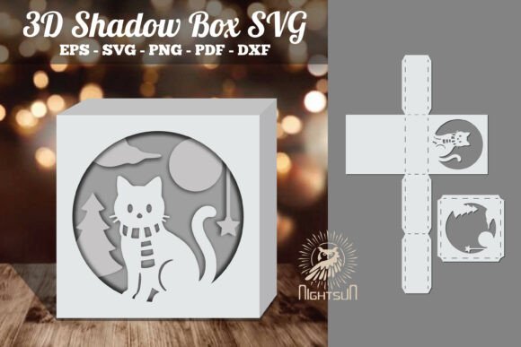 Cat 3D Papercut Shadow Box SVG for Brand Design