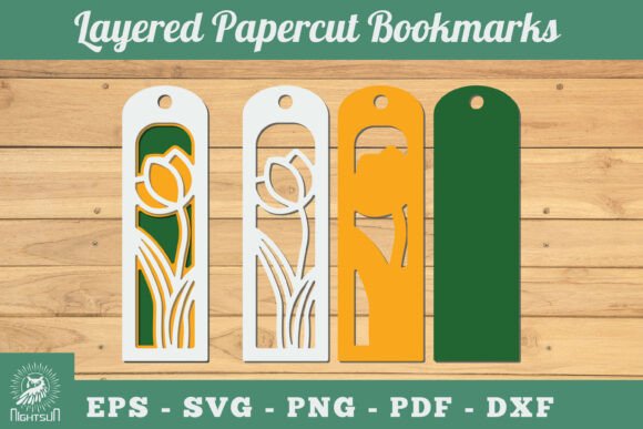 Flowers 3D Papercut Bookmarks SVG 2 for Spring Branding