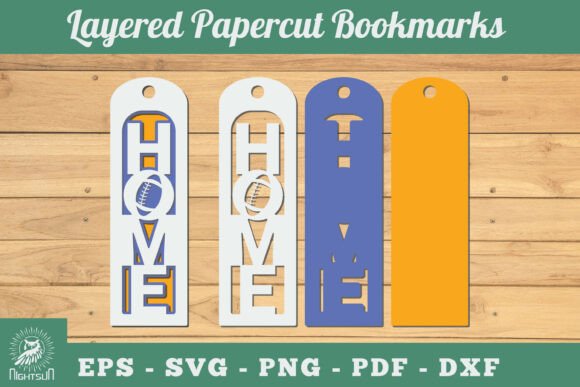 Football Home 3D SVG: Sports Papercut Bookmarks