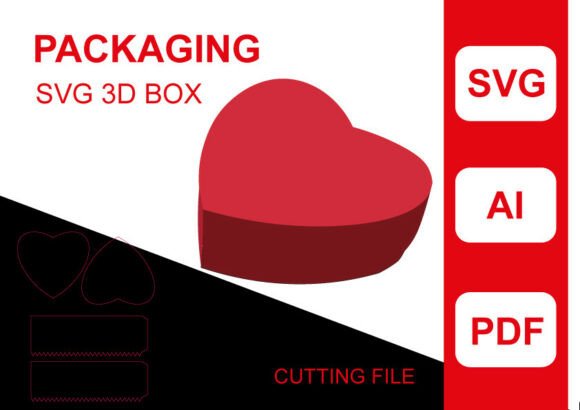 Heart Shaped Box 3D Shadow SVG: Valentine's Day Asset