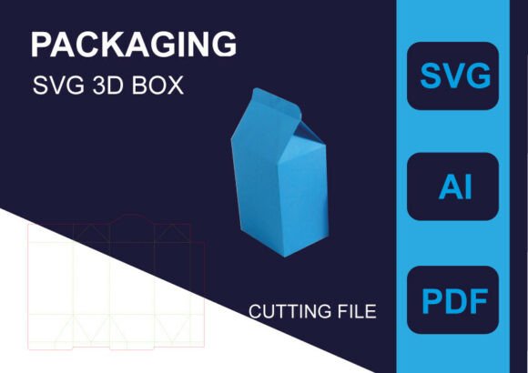 Milk Carton Box 3D SVG Template for Objects