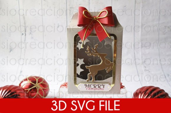 Reindeer Christmas Bag 3D SVG for Editorial Content