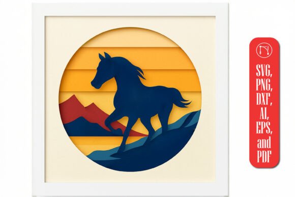 Running Horse Multilayer 3D Shadow Box S: 3D SVG Review